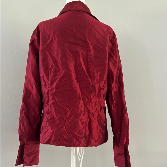 Studio C Deep Red Satin Blouse - Picture 4 of 6